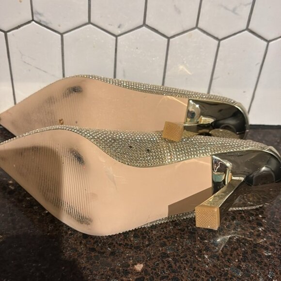 Steve Madden Martina-R- gold rhinestones size 8w- stunning sparkling heels - Picture 8 of 8